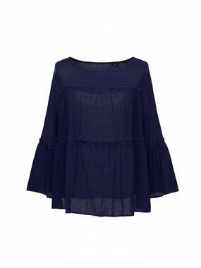 NEW DIRECTIONS Navy Blue Tiered
Swing Top Blouse Long Bell
Sleeve Size 1X